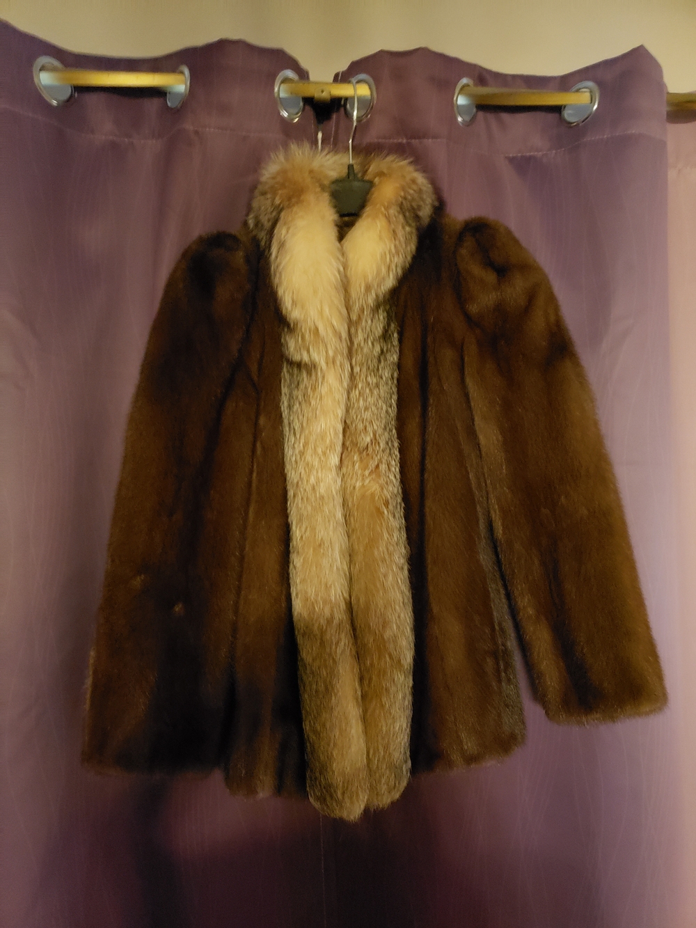 Luxurious Brown Fur Jacket with Natural Fur Trim